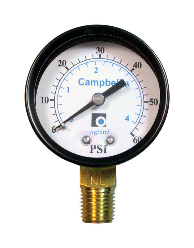 PRESSURE GAUGE 60PSI BRS
