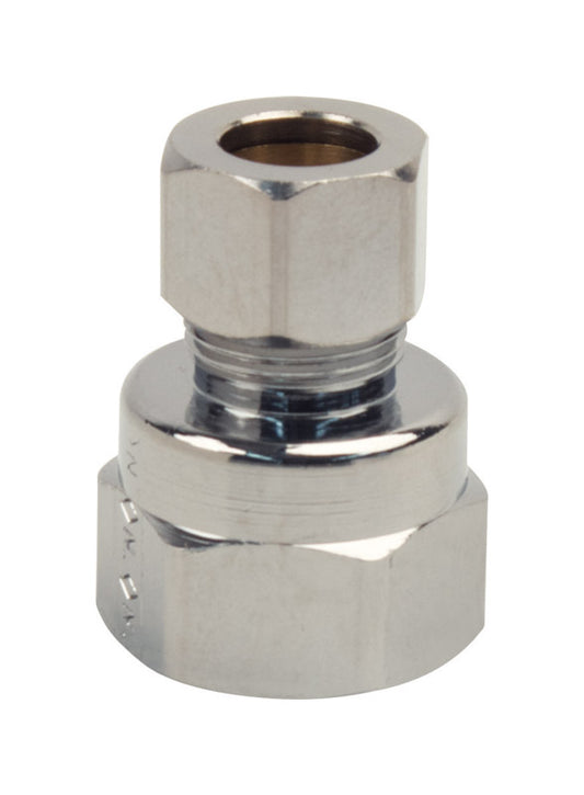 BrassCraft 1/2 in. FIP pc X 3/8 in. D Compression Chrome Plated Brass Adapter