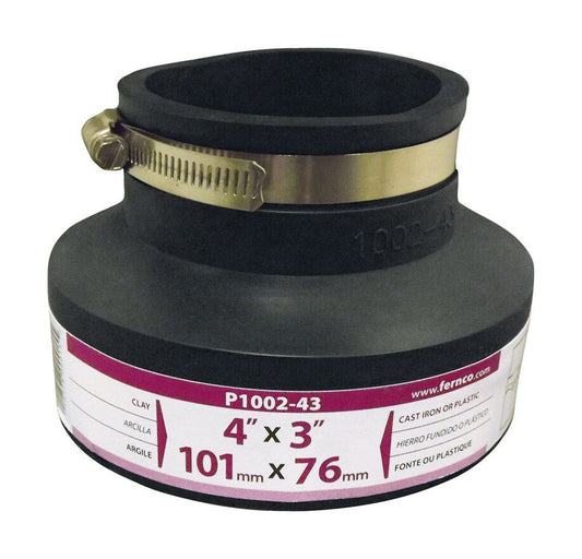 Fernco Schedule 40 4 in. Hub X 3 in. D Hub PVC Flexible Coupling 1 pk