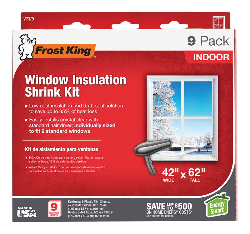 Frost King Indoor Window Film Insulator Kit 62 in. L X 42 in. W 9 pk