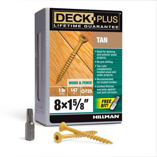 DCK SCRW 8X1.625" TAN 1#