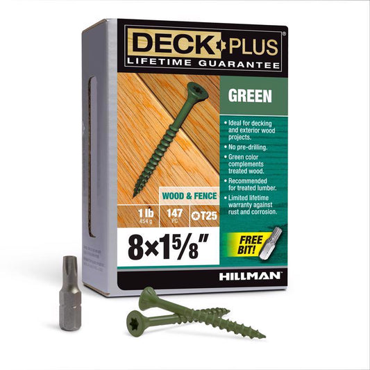 DCK SCRW 8X1.625" GRN 1#