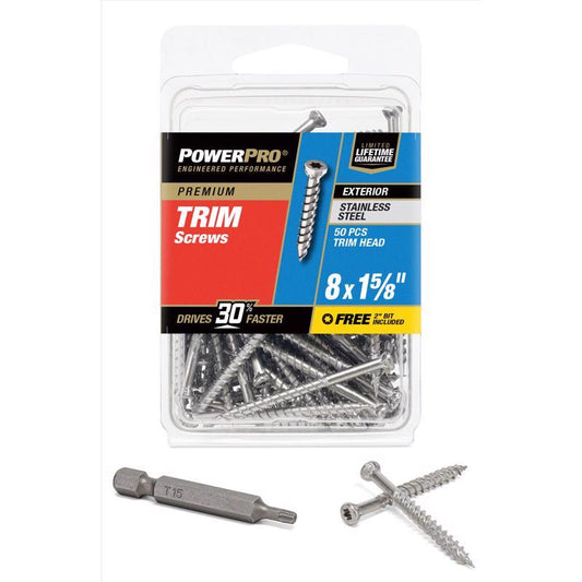 TRM SCRW 8X1.625 50PK SS