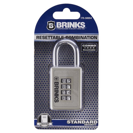 Brinks 2-1/8 in. H X 1-5/8 in. W X 3/4 in. L Die-Cast Zinc 4-Dial Combination Padlock