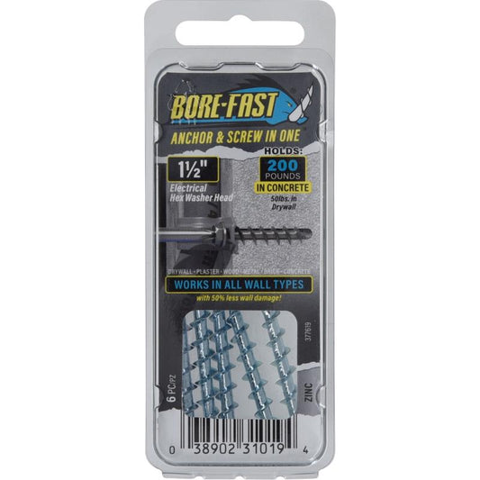 SCREW/ANCHR STL SLVR 6PK
