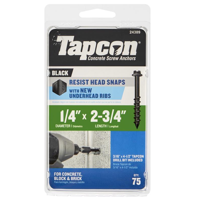1/4X2-3/4 HWH TAPCON BLK