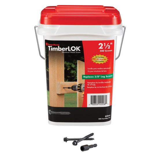 FastenMaster TimberLok No. 10 X 2-1/2 in. L Hex Epoxy Coarse Wood Screws 500 pk