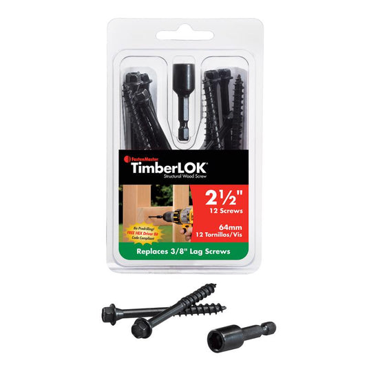 FastenMaster TimberLOK No. 10 X 2.5 in. L Hex Epoxy Coarse Wood Screws 12 pk