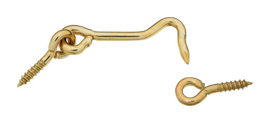 HOOK/EYE SOL BRASS 2"