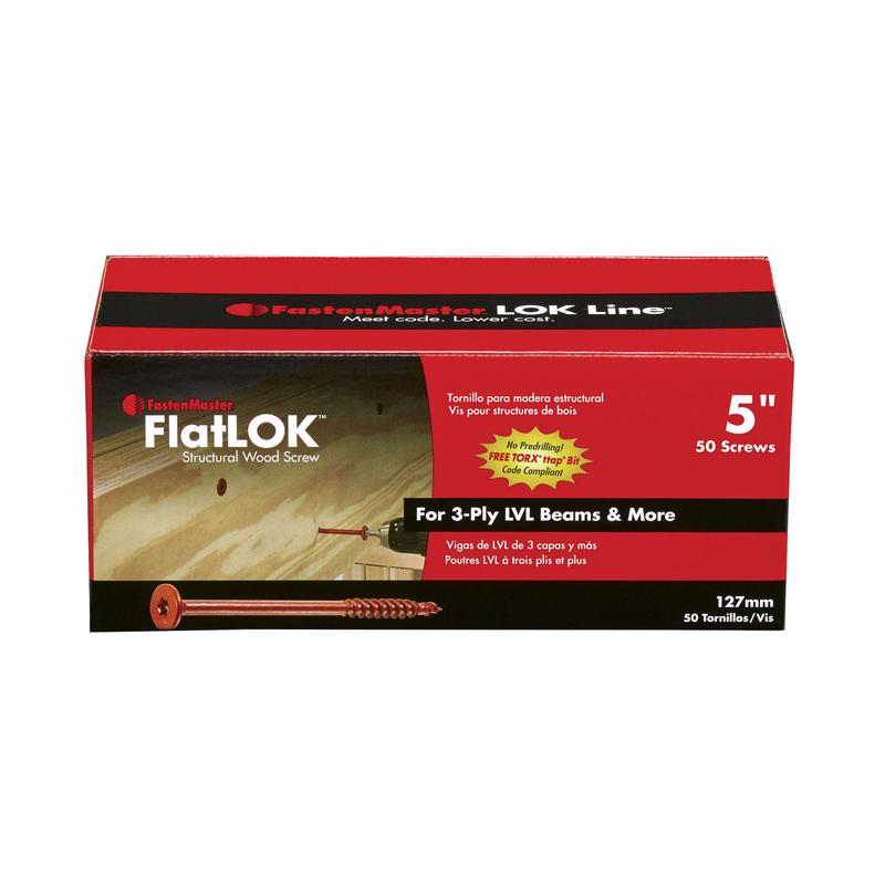 FastenMaster FlatLok No. 14 each X 5 in. L Torx Ttap Epoxy Coarse Wood Screws 50 pk
