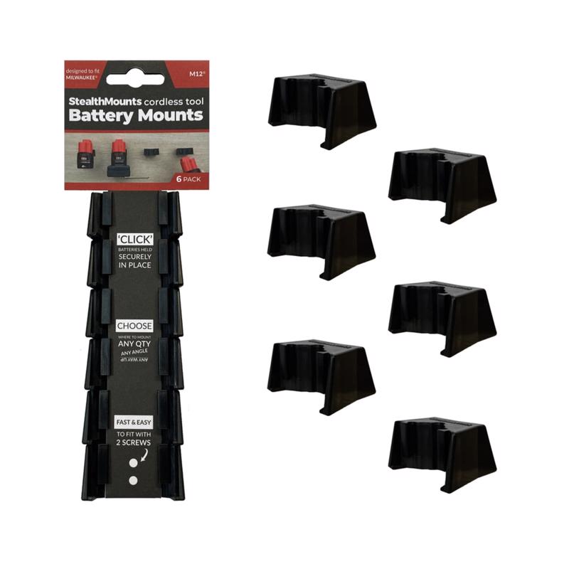 HOLDR BTTRY MNTS BLK 6PK