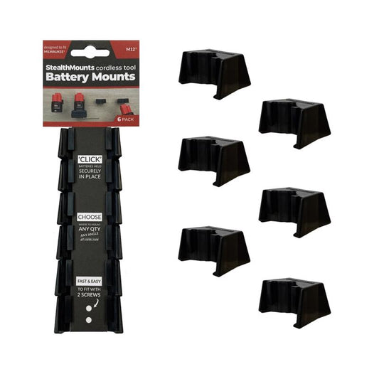 HOLDR BTTRY MNTS BLK 6PK
