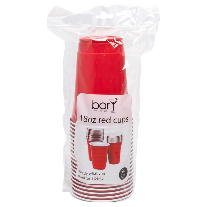 CUP PLASTC RED 18OZ 20PC