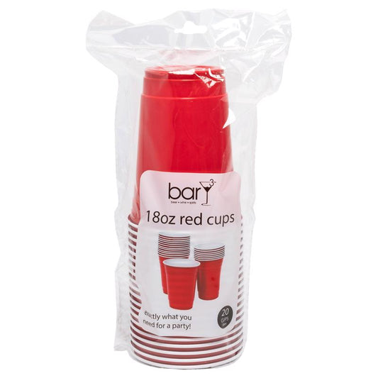 CUP PLASTC RED 18OZ 20PC