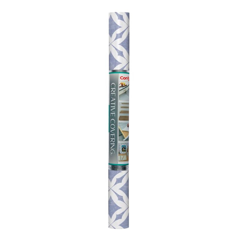 Con-Tact Vintage Trellis 9 ft. L X 18 in. W Blue Shelf Liner