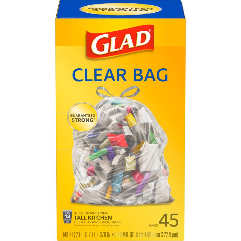 Glad 13 gal No Scent Tall Kitchen Bags Drawstring 45 pk