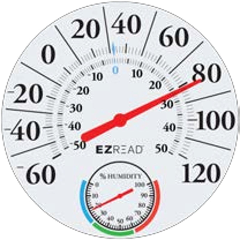 EZRead Humidity Dial Thermometer Plastic White 12.5 in.