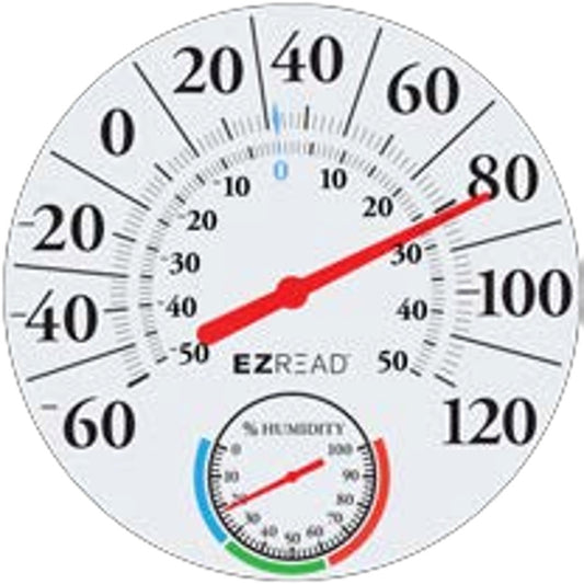 EZRead Humidity Dial Thermometer Plastic White 12.5 in.