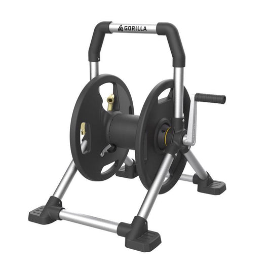 Gorilla 150 ft. Black/Gray Retractable Free Standing Hose Reel Cart