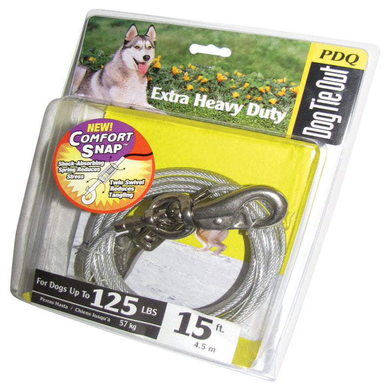 DOG TIE OUT 15' SLVR XL