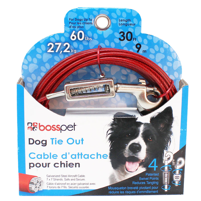 DOG TIE OUT 30' RED LG