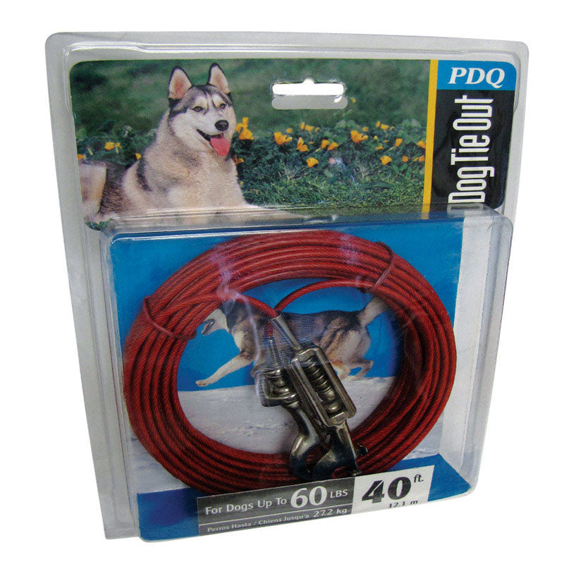 DOG TIE OUT 40' RED LG