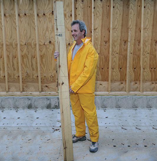 Boulder Creek Yellow PVC-Coated Rayon Three Piece Rain Suit Medium 35 mil
