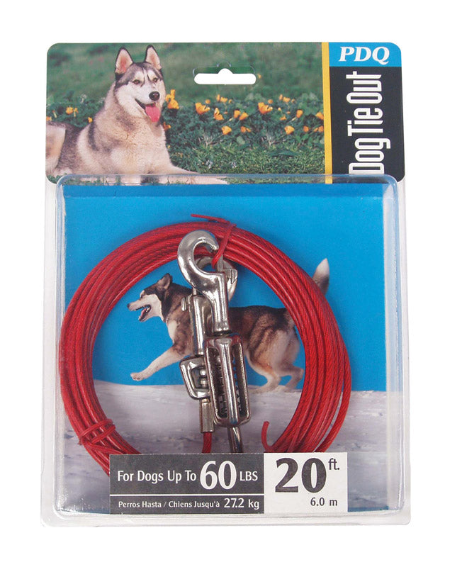 DOG TIE OUT 20' RED LG