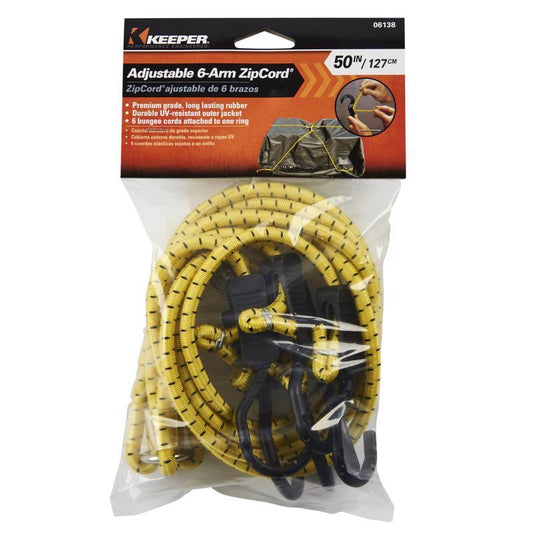 Keeper Black/Yellow Adjustable Bungee Cord 50 in. L X 0.14 in. 1 pk