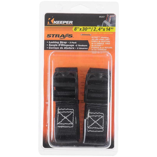 Keeper 1 in. W X 8 ft. L Black Lashing Strap 30 lb 2 pk