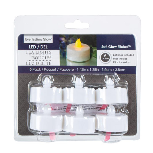 Gerson Everlasting Glow White No Scent Tealight Flameless Flickering Candle