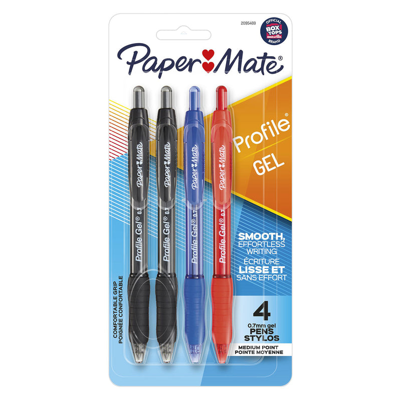 GEL PEN ASST 4PK PAPERMA