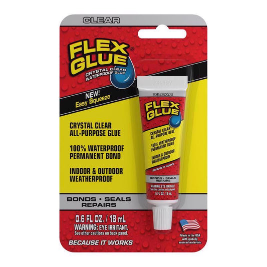 Flex Seal Family of Products Flex Glue Mini Super Strength Rubber Clear Adhesive 0.6 fl. oz.