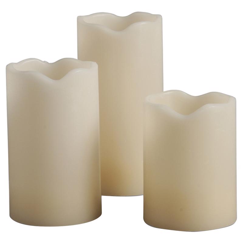 Gerson Everlasting Glow Bisque Vanilla Scent Melted Edge Pillar Flameless Flickering Candle