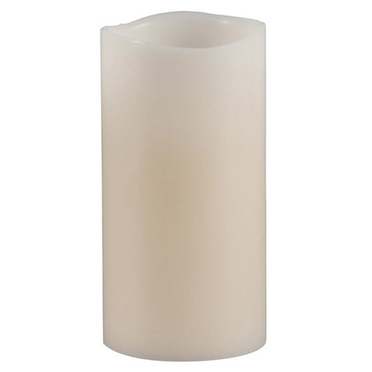 Gerson Everlasting Glow Bisque Vanilla Scent Wavy Edge Pillar Flameless Flickering Candle