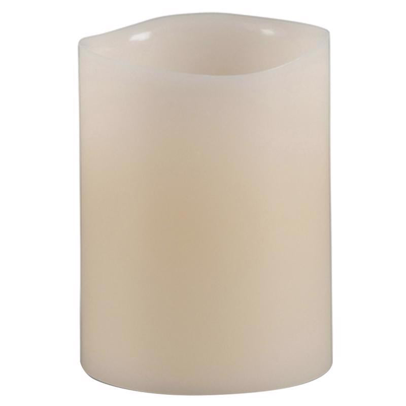 Gerson Everlasting Glow Bisque Vanilla Scent Wavy Edge Pillar Flameless Flickering Candle