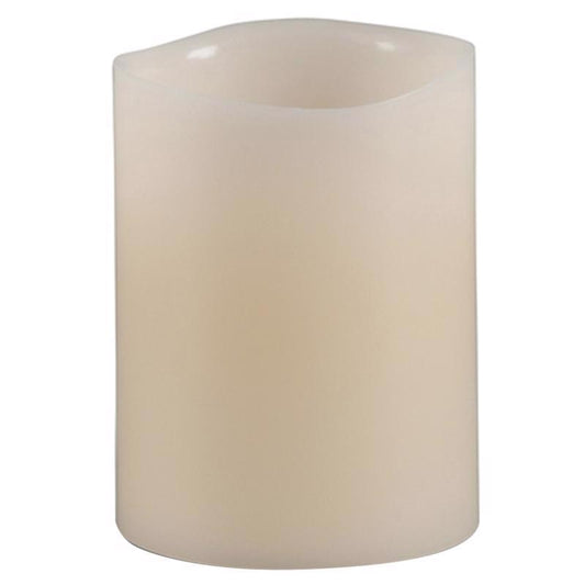 Gerson Everlasting Glow Bisque Vanilla Scent Wavy Edge Pillar Flameless Flickering Candle
