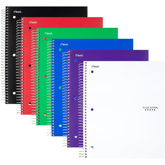 Five Star 8.5 in. W X 11 in. L Spiral Assorted Notebook