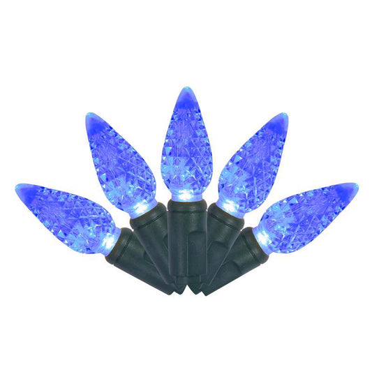 Celebrations Platinum LED C6 Blue 50 ct String Christmas Lights 25 ft.