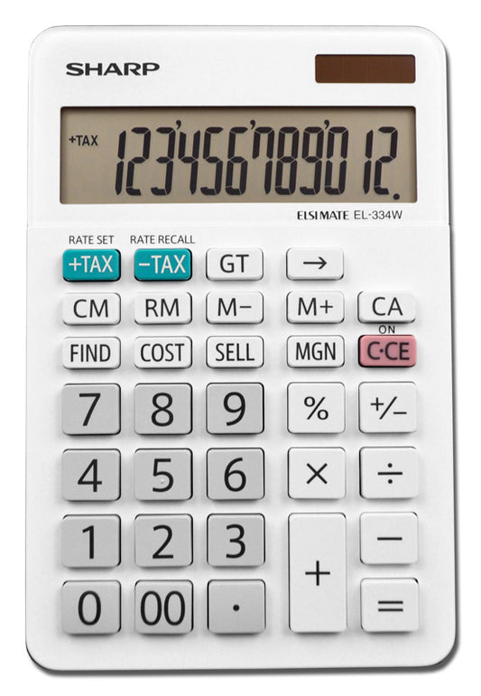 Sharp Elsimate White 12 digit Solar Powered Calculator