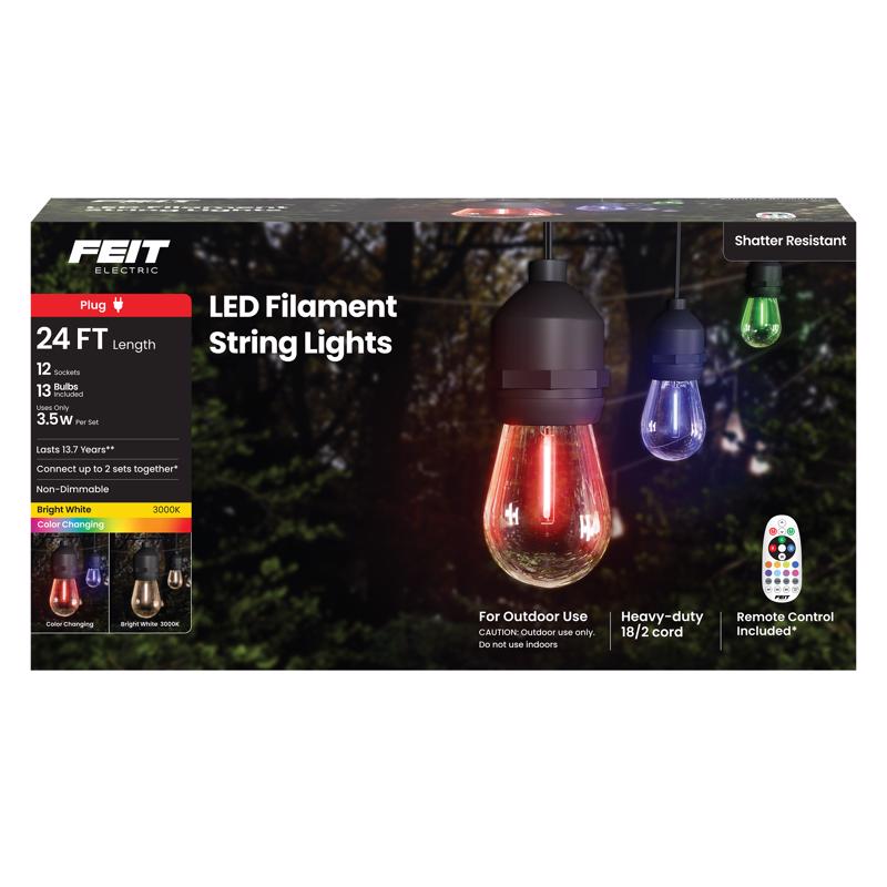 Feit LED String Lights w/Remote Control Multicolored 24 ft. 12 lights