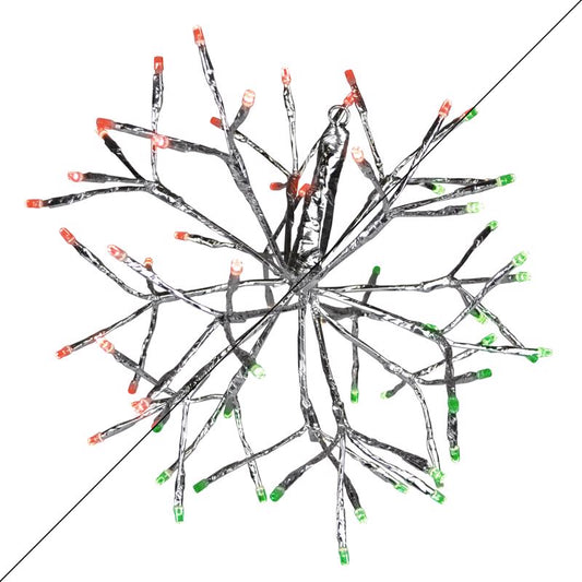Celebrations Platinum LED Green/Red Rechargeable Shimmering Sphere 12 in. Hanging Decor