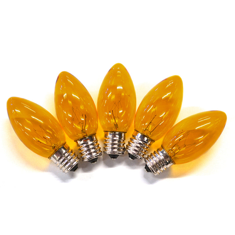 BULB TRANSP C9 ORNG 25PK