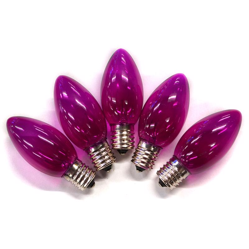 BULB TRANSP C9 PRPL 25PK